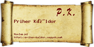 Priher Káldor névjegykártya